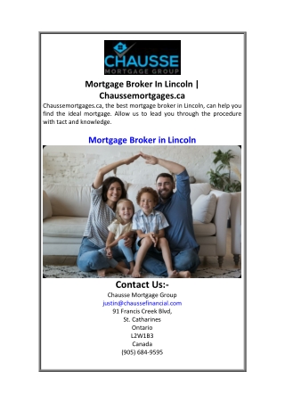 Mortgage Broker In Lincoln Chaussemortgages.ca