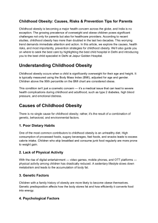 Childhood Obesity: Causes, Risks & Prevention Tips for Parents