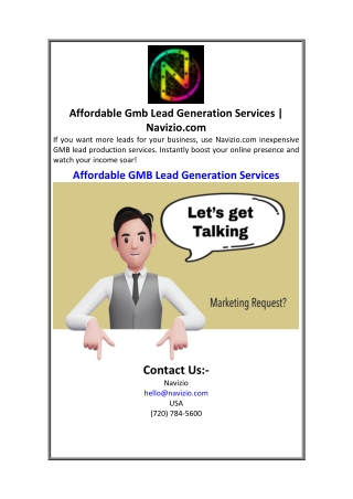 Affordable Gmb Lead Generation Services Navizio.com.