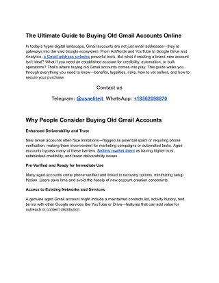 Trusted & Ready to Use Buy Old Gmail Accounts Today