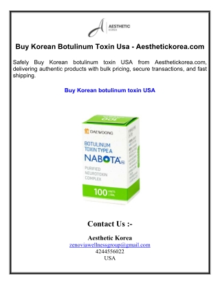 Buy Korean Botulinum Toxin Usa - Aesthetickorea.com