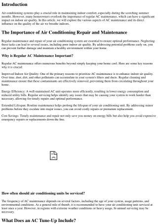 The Impact of Regular AC Maintenance on Indoor Air Quality