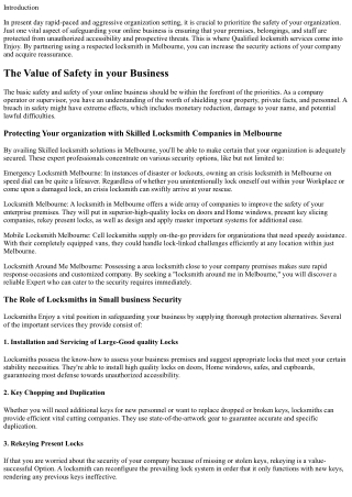 Guarding Your company with Qualified Locksmith Services in Melbourne