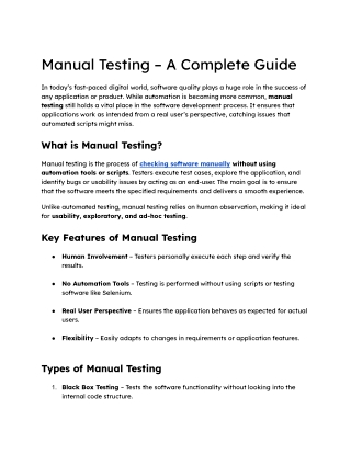 Manual Testing – A Complete Guide