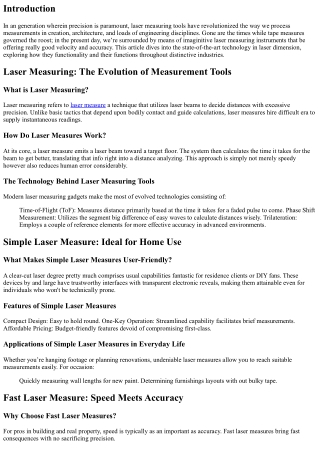 Latest Multi-Function Laser Measuring Devices
