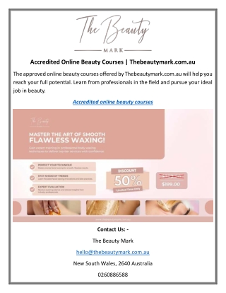 Accredited Online Beauty Courses Thebeautymark.com.au