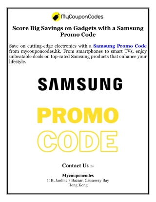 Score Big Savings on Gadgets with a Samsung Promo Code