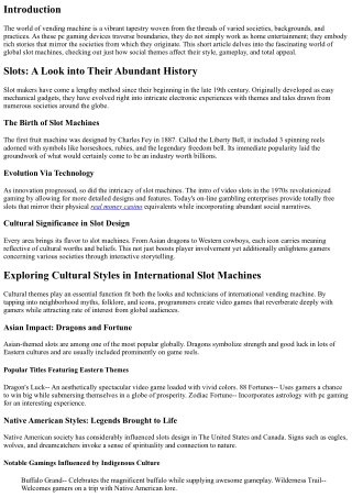 Exploring Cultural Styles in International Port Machines