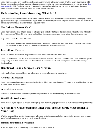 Simple Laser Measures for Smooth Project Planning