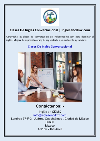 Clases De Inglés Conversacional  Inglesencdmx.com