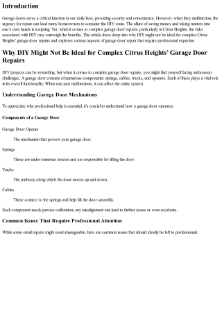 Why DIY Might Not Be Ideal for Complex Citrus Heights’ Garage Door Repairs