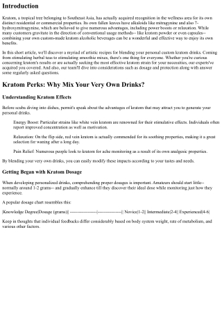Imaginative Recipes for Blending Your Own Custom-made Kratom Drinks