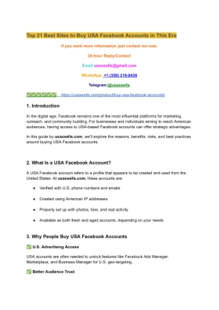 Top 21 Best Sites to Buy USA Facebook Accounts in This Era