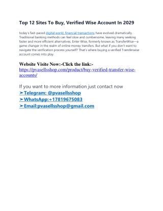 Top 15 Sites To Buy, Verified Wise Account In 2026