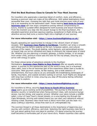 Find the Best Business Class to Canada for Your Next Journey