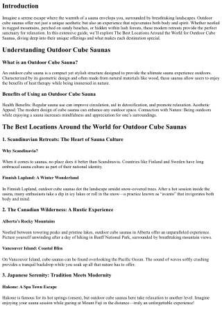 The Best Locations Around the World for Outdoor Cube Saunas