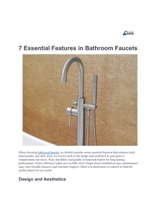 7 Essential Features in Bathroom Faucets