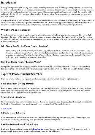 A Beginner’s Guide to Effective Phone Number Searches