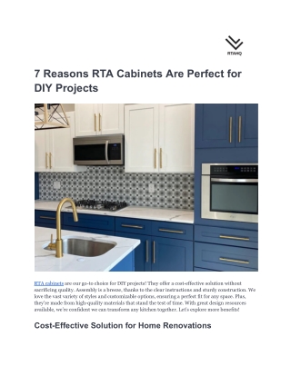 7 Reasons RTA Cabinets Are Perfect for DIY Projects