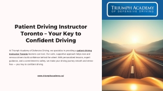 Patient Driving Instructor Toronto – From Fear to Freedom on the Road