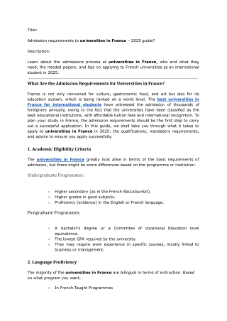 What Are the Admission Requirements for Universities in France