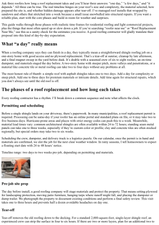 How Long Does a Roof Replacement Take? A Contractor’s Timeline