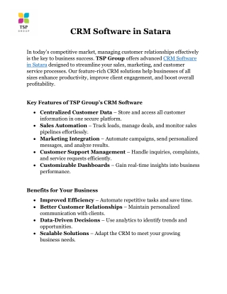 CRM Software in Satara