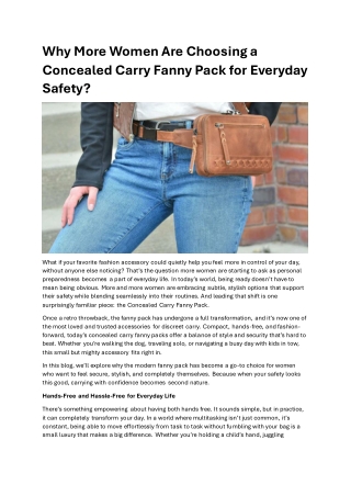 Concealed Carry Fanny Pack for Women