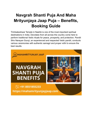 Navgrah Shanti Puja And Maha Mrityunjaya Jaap Puja – Benefits, Booking Guide