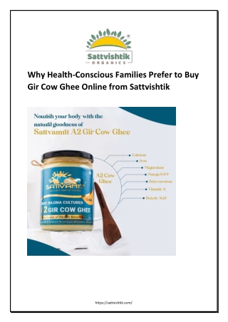 Why Health-Conscious Families Prefer to Buy Gir Cow Ghee Online from Sattvishtik