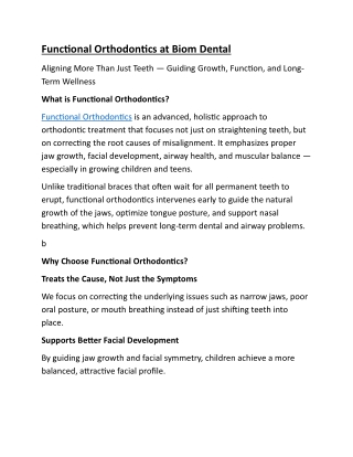 Functional Orthodontics at Biom Dental