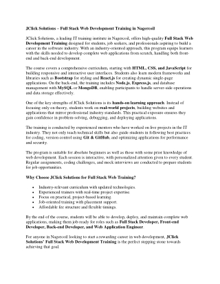 Full stack web training in nagercoil