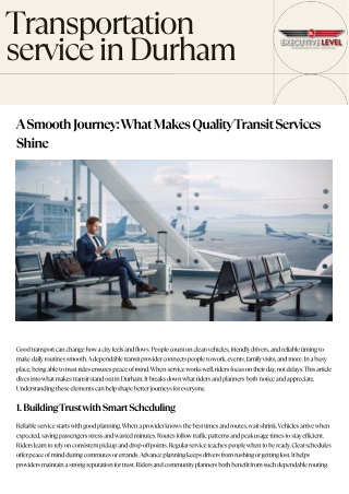 Transportation Services In Durham - Executive Level