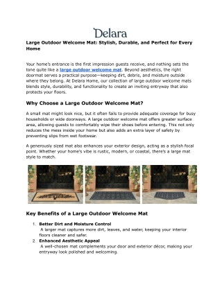 Large Outdoor Welcome Mat: Stylish Comfort for Every Entrance