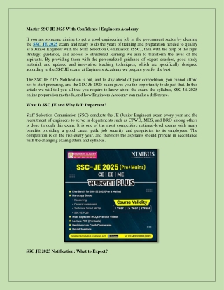 Master SSC JE 2025 With Confidence  Engineers Academy