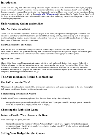 Rotate Your Method to Fortune: Tips for Playing Online Casino Slot Machines