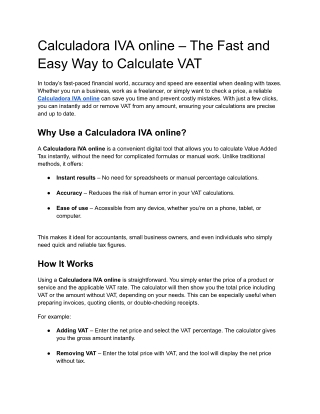 Calculadora IVA online – The Fast and Easy Way to Calculate VAT
