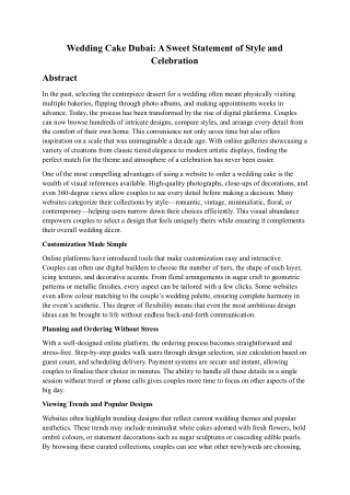 Wedding Cake Dubai: A Sweet Statement of Style and Celebration