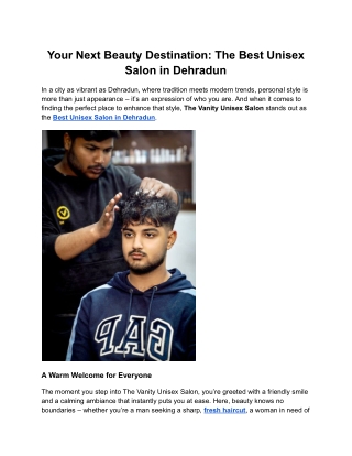 Your Next Beauty Destination_ The Best Unisex Salon in Dehradun