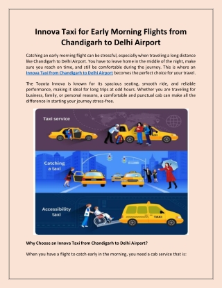 Innova Taxi for Early Morning Flights from Chandigarh to Delhi Airport