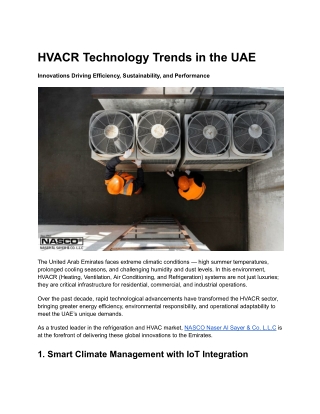 HVACR Technology Trends in the UAE
