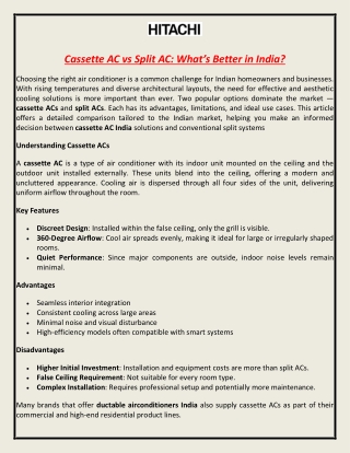 Cassette AC vs Split AC What’s Better in India