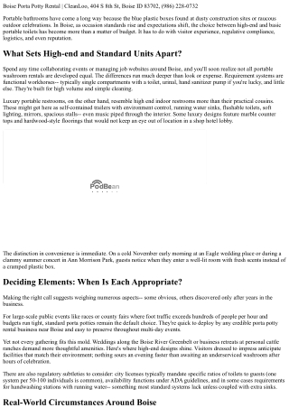 Luxury vs. Standard: Picking the Right Portable Bathroom in Boise