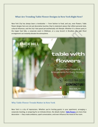 What Are Trending Table Flower Designs in New York Right Now