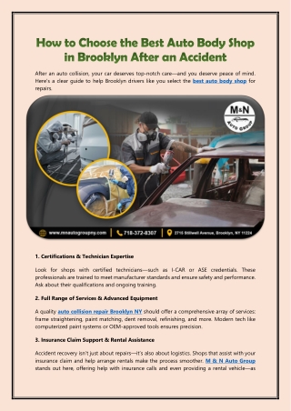 How to Choose the Best Auto Body Shop in Brooklyn After an Accident