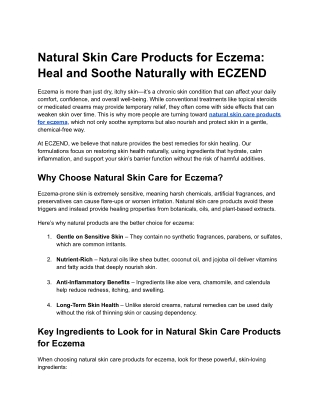 Natural Skin Care Products for Eczema: Heal and Soothe Naturally