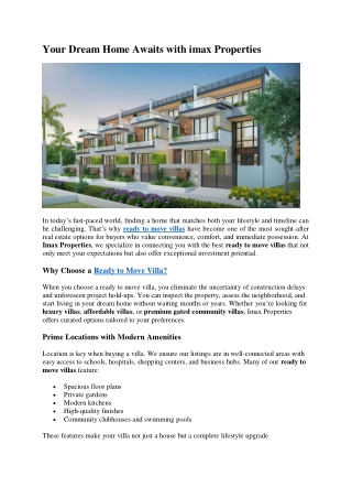 Your Dream Home Awaits with imax Properties