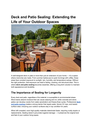 Deck and patio sealing