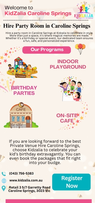 Hire Party Room in Caroline Springs | KidZalia |  Inforgraphics