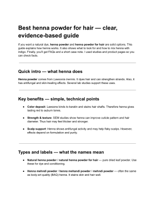 Best henna powder for hair — clear, evidence-based guide